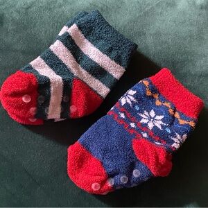 Fuzzy winter gripper baby socks